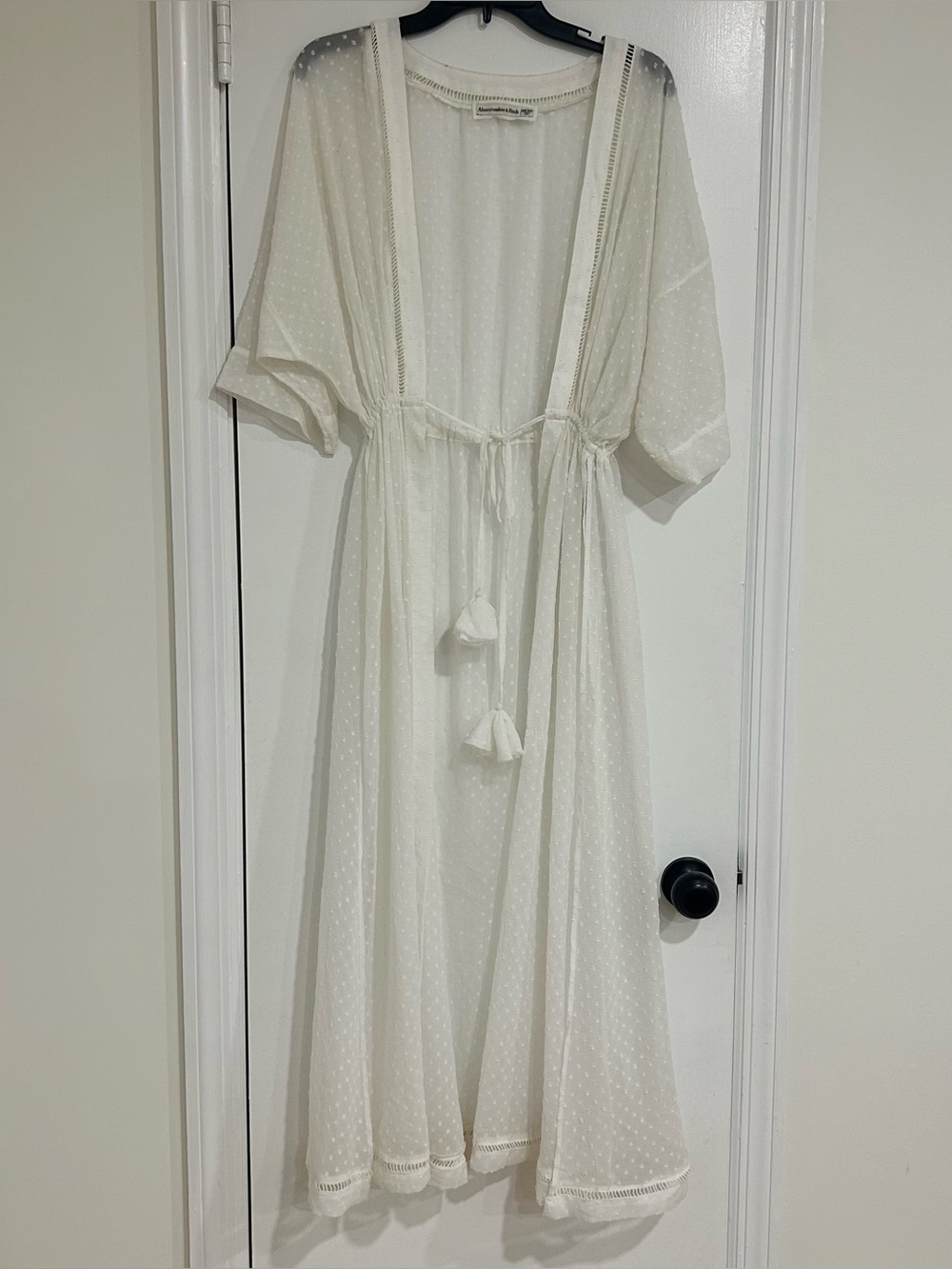 Abercrombie and Fitch White Swiss Dot Open Duster One Size Lightweight Boho